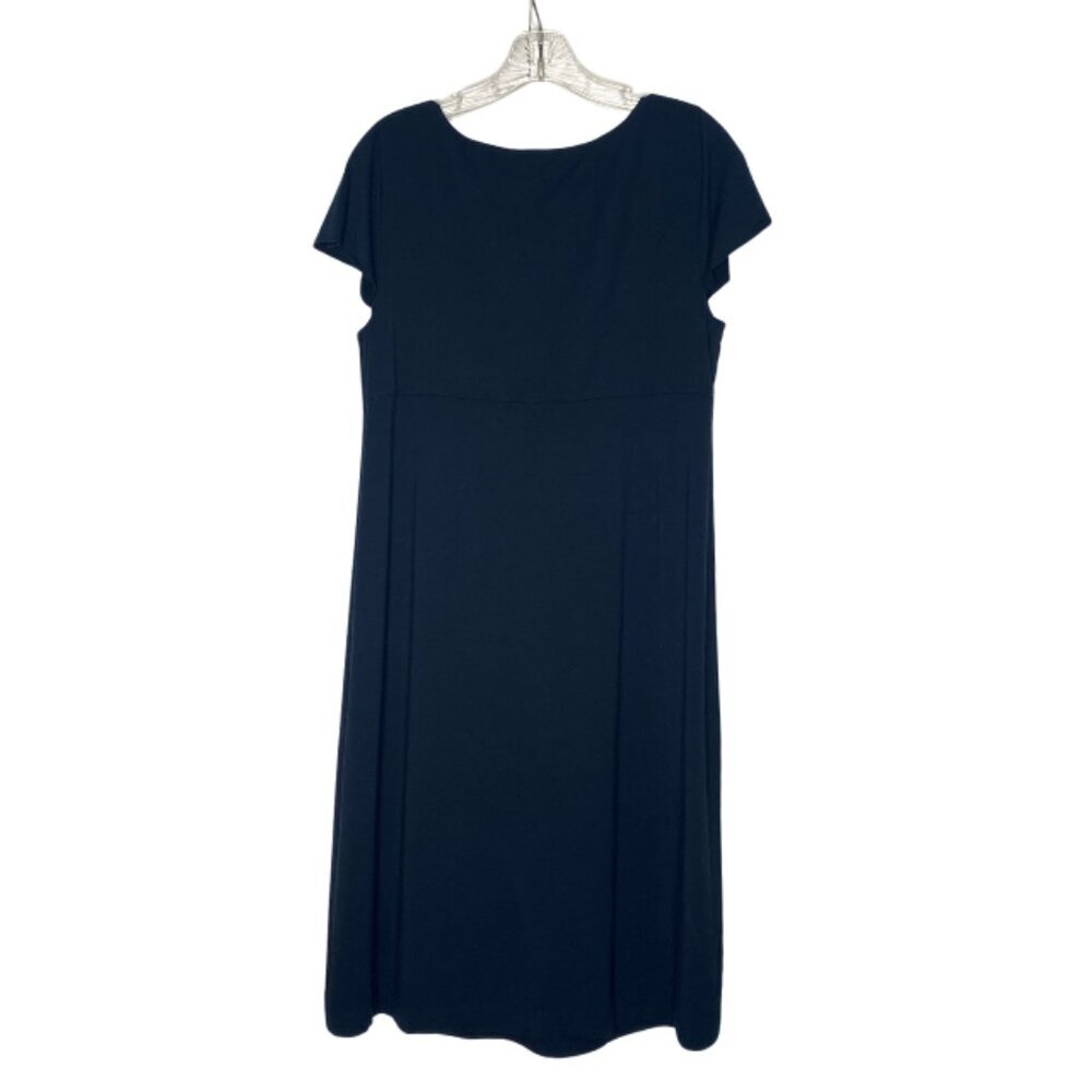 J. Crew Navy, Short Sleeve, Pleated, Midi Dress, Size Large - Picture 7 of 10